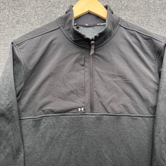 Under Armour Fleece Pullover Men's Size L Black 1/4 Zip Storm Sweater - Picture 2 of 15